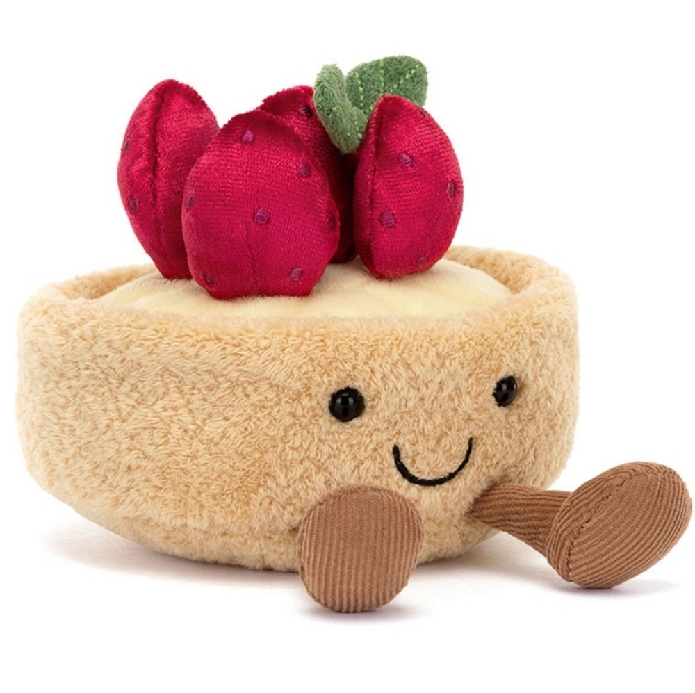 Jellycat Amuseables Fleurette Tarte Aux Fraises 4.3x3.9x3.5" Soft/Plush NWT Auth